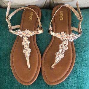 Women’s Sz8 Sandals- MIXIT Rose Gold Bling - $8